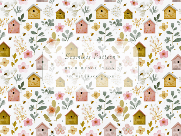 Bee House Seamless Pattern: A Sweet Touch for Spring Crafts