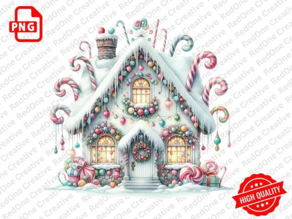 Christmas Whimsical Gingerbread House: A Sweet Design Asset