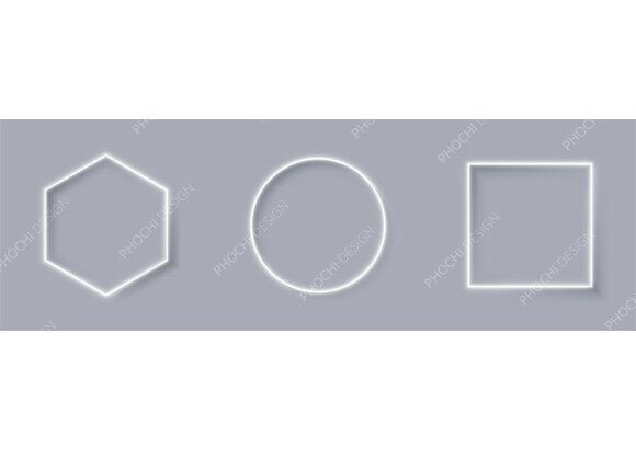 Glowing White Neon Geometric Shapes: A Modern Design Asset