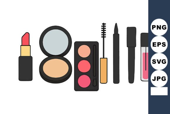 Makeup Cosmetics Collection with Lipstick: A Fresh Take on Beauty Graphics