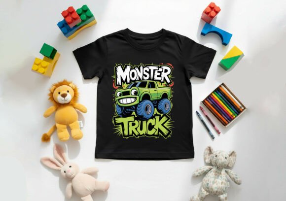 Monster Truck Cartoon Kids T-Shirt: A Design Asset Review