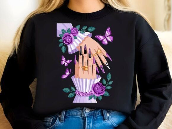 Purple Glam Nails Art SVG: Bold Beauty for Digital and Print