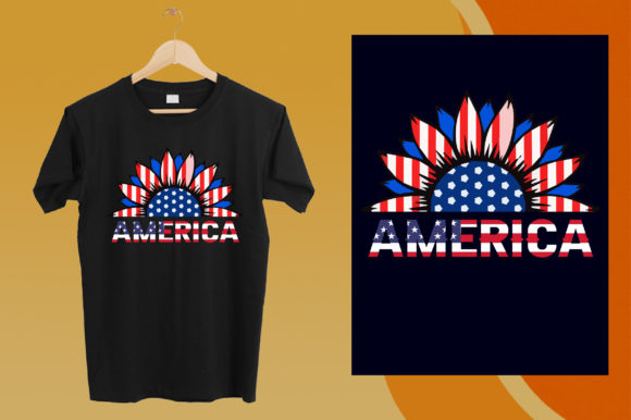 Sunflower T-Shirt Design: A Bold American Lover Graphic