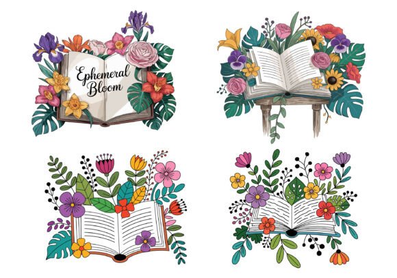 Watercolor Open Book and Flower Bundle: A Designer's Creative Companion
