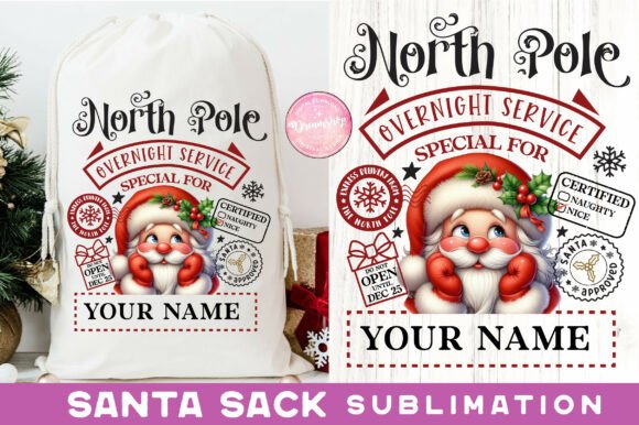 Whimsical Holiday Crafts: Santa Sack Sublimation PNG with Raccoon