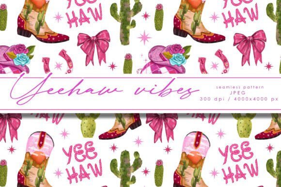 Yeehaw Vibes Cowgirl Seamless Pattern: A Splash of Western Charm